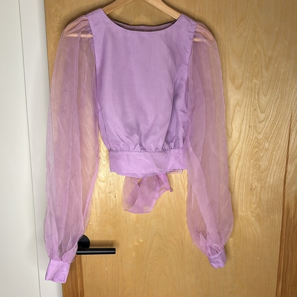 Lovers And Friends Blouse Mi Amor Lilac Puff Sleeve Size Small - Picture 3 of 8